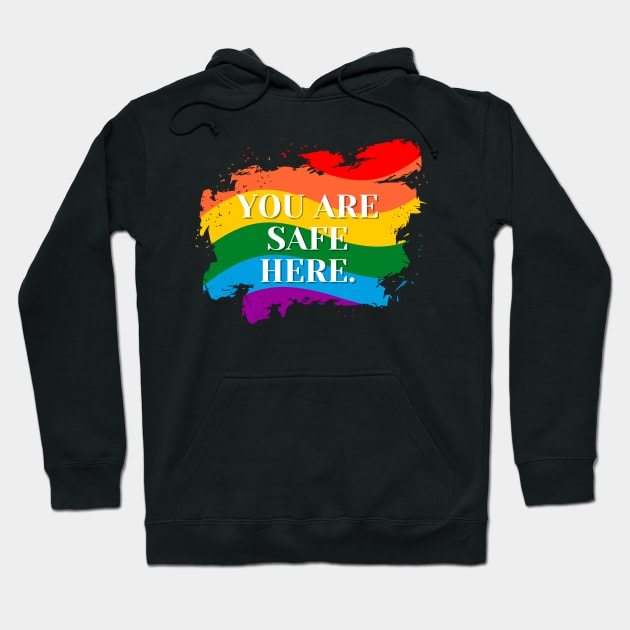 You Are Safe Here Paintbrush Hoodie by casualism